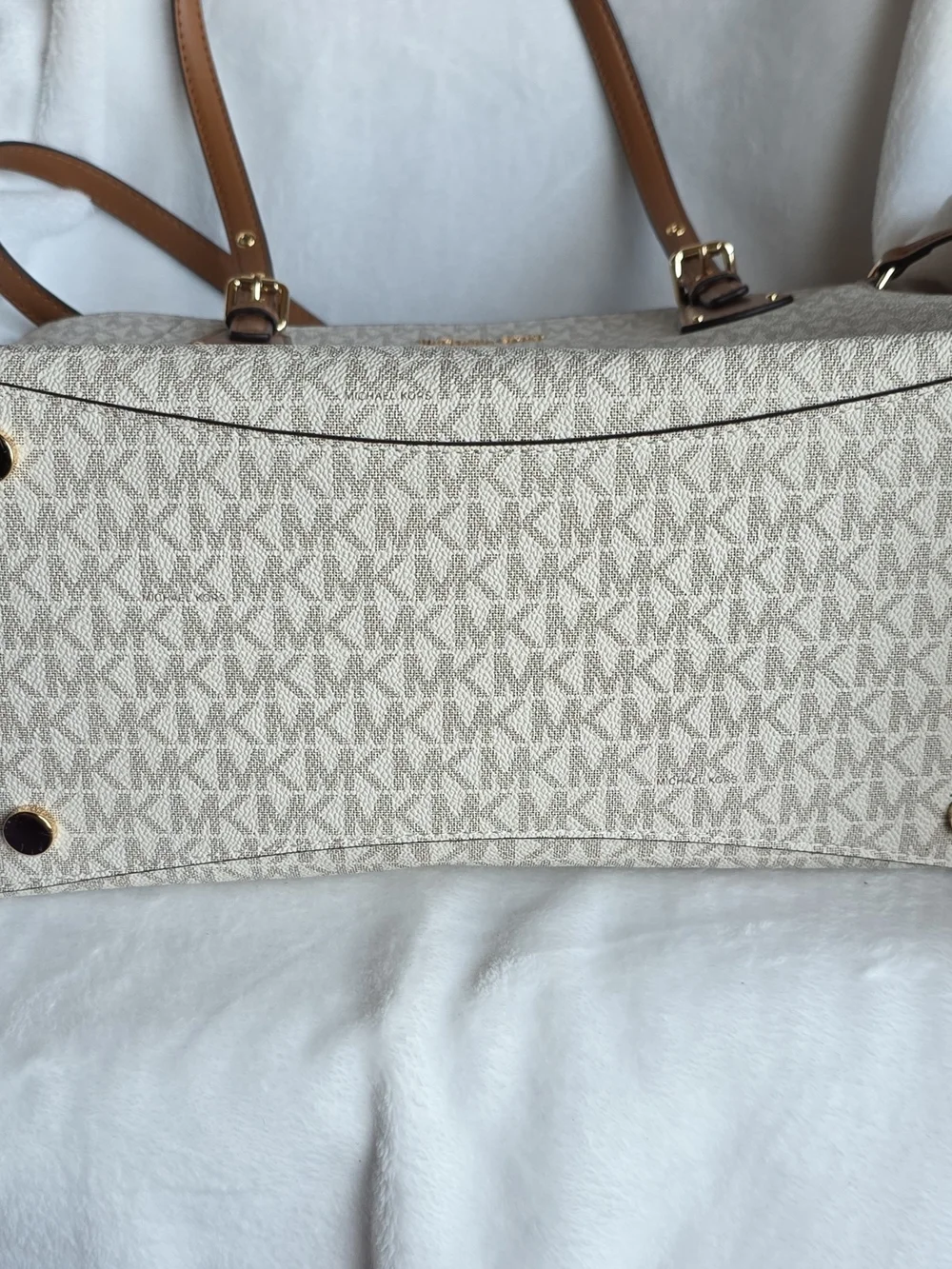 Michael Kors Cream and Tan Signature Tote Bag